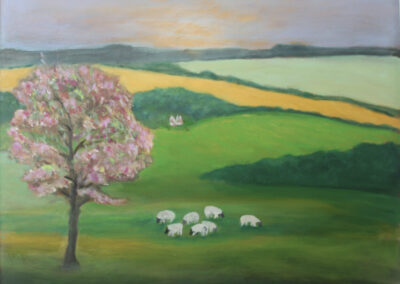 Sussex landscape in the summer. Colourful paintings. Art for my Mum. Art under £500